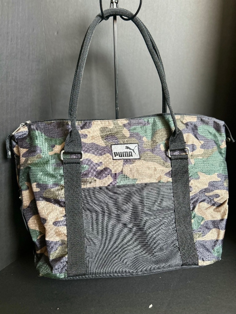 PUMA Camouflage Large Duffel Bag 20L Polyester Zip, Adjustable Strap